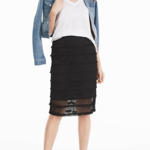 WHBM fringe black pencil skirt - Picture 4 of 4